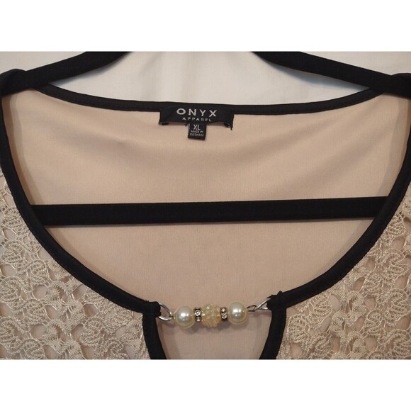 NWT Onyx Apparel Sz XL Cream Shirt Crochet Bell Sleeve Boho Cottage - Picture 3 of 10